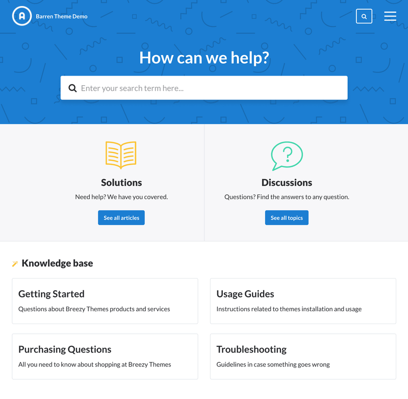Freshdesk Barren Theme  Custom Blocks + Category List